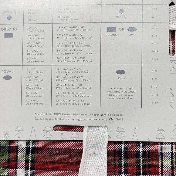 34Th & Pine Red Green Cream Tartan Plaid Cotton Tablecloth 60x90in Oblong NEW - Picture 7 of 8